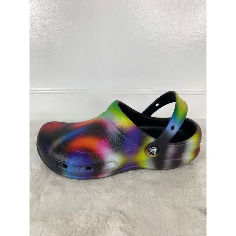 Crocs Classic Clogs Multicolor Graffiti Mens Size 9 Slip On Shoes